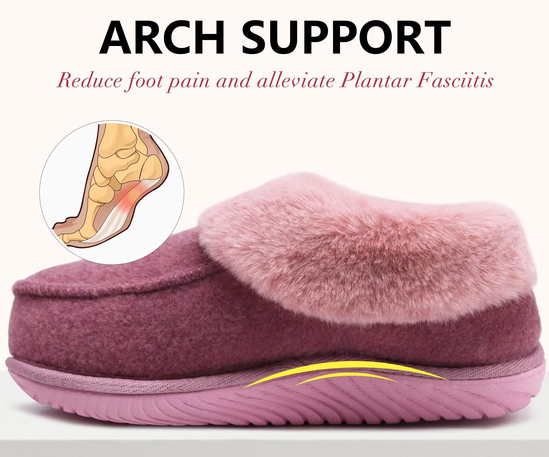 COFACE Pantofole Donna Invernali Peluche Pelle Pantofola Chiuse Calde Feltro Ciabatte da Casa Comode Memory Foam Slippers Antiscivolo Suola