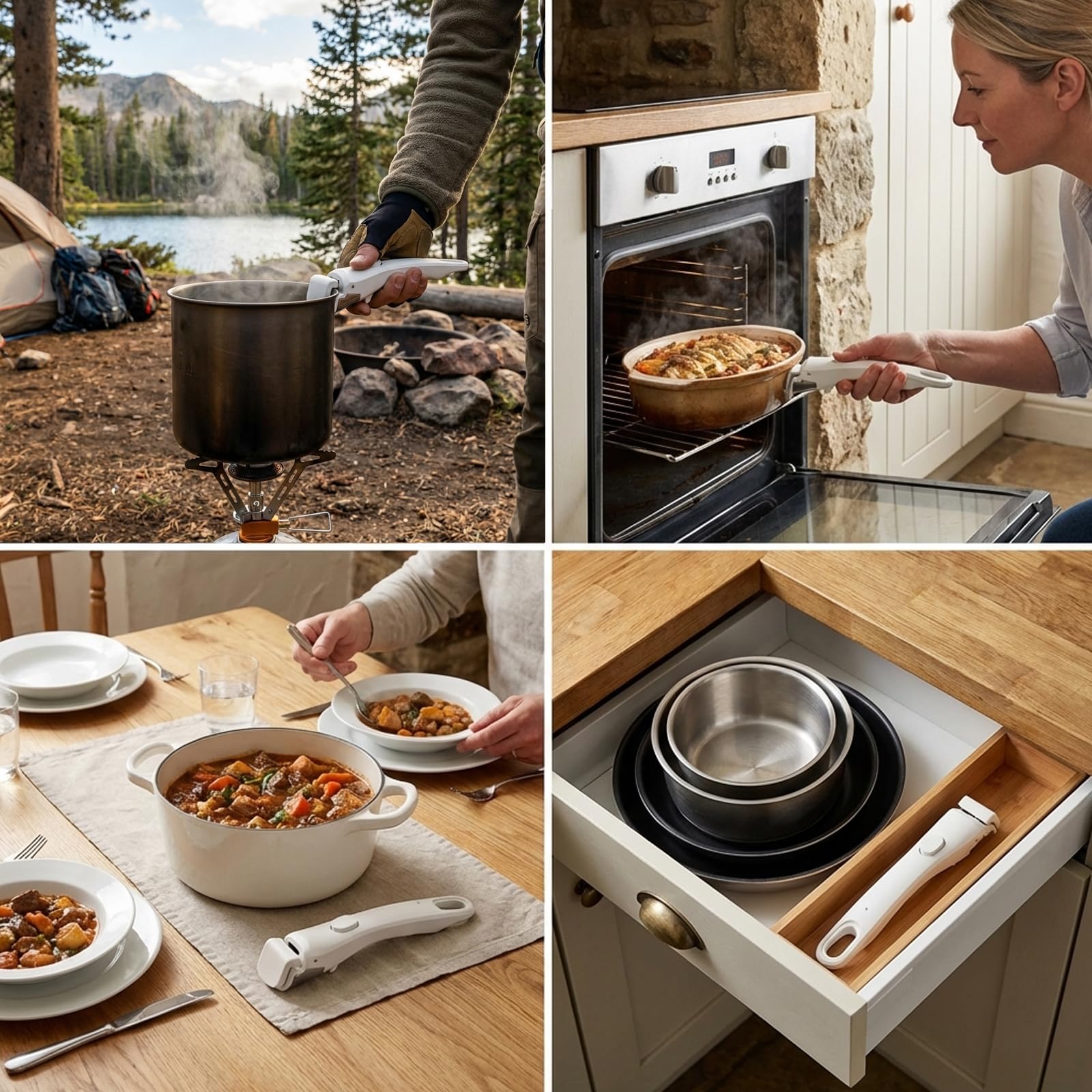 KxrTpx Universal Detachable Pan Handle, Space-Saving Removable Handle for Pots and Pans Anti-Scald Protection - Image 7