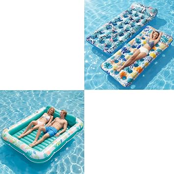Stonful 2 Pack Inflatable Pool Floats & 87" x 63" X-Large Inflatable Tanning Pool Lounger for Pool Party, Summertime Beach, Outdoor