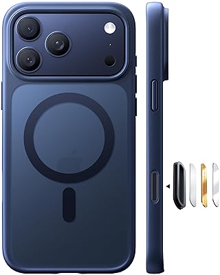 TORRAS for iPhone 17 Pro Case, Shockproof Magnetic [Camera Control][Military-Grade Protective][Fit for MagSafe] Slim Translucent Anti-Fingerprint Phone Case for iPhone 17 Pro 6.3", Deep Blue
