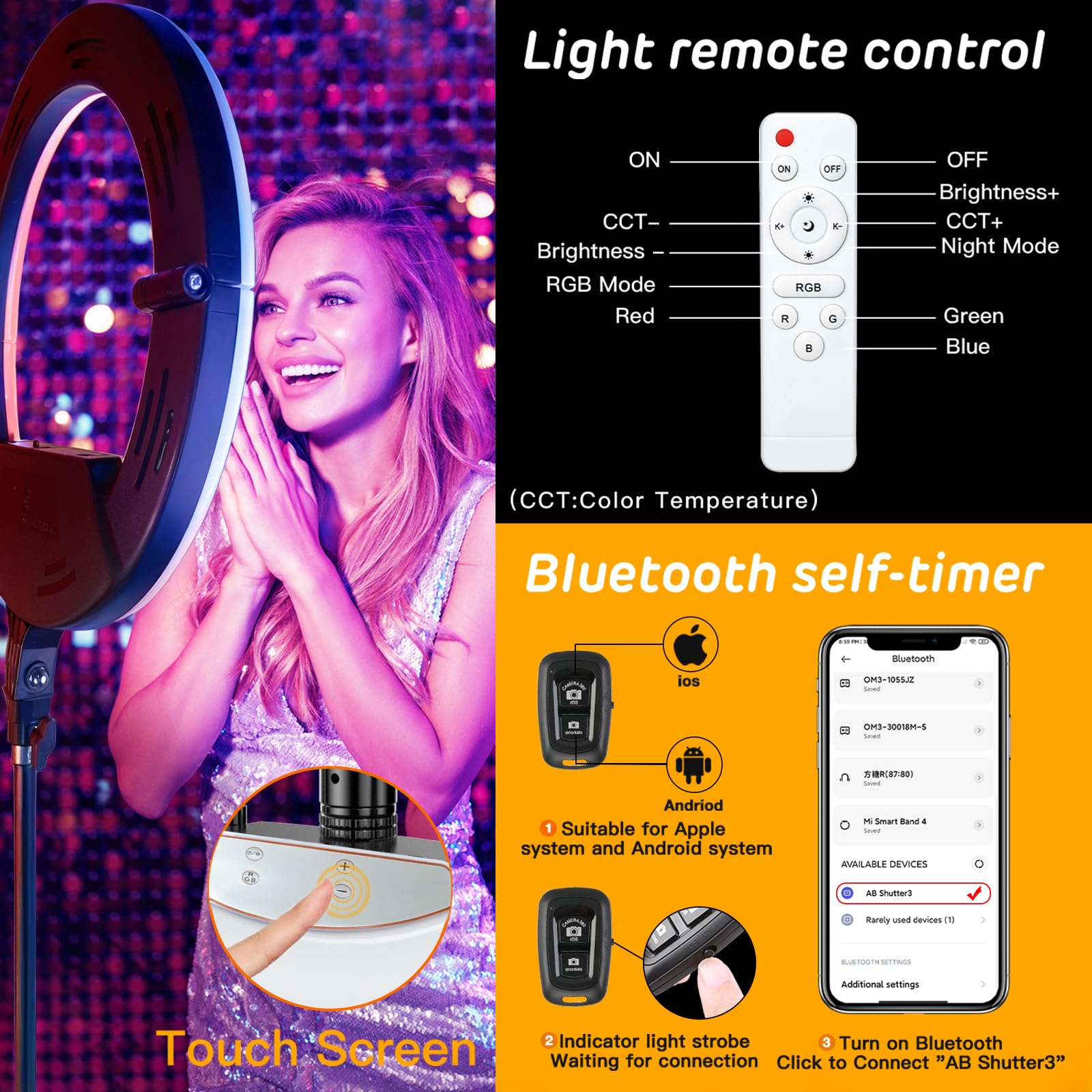 Amazon | RGB リングライト 18インチ 三脚スタンド付き (2700