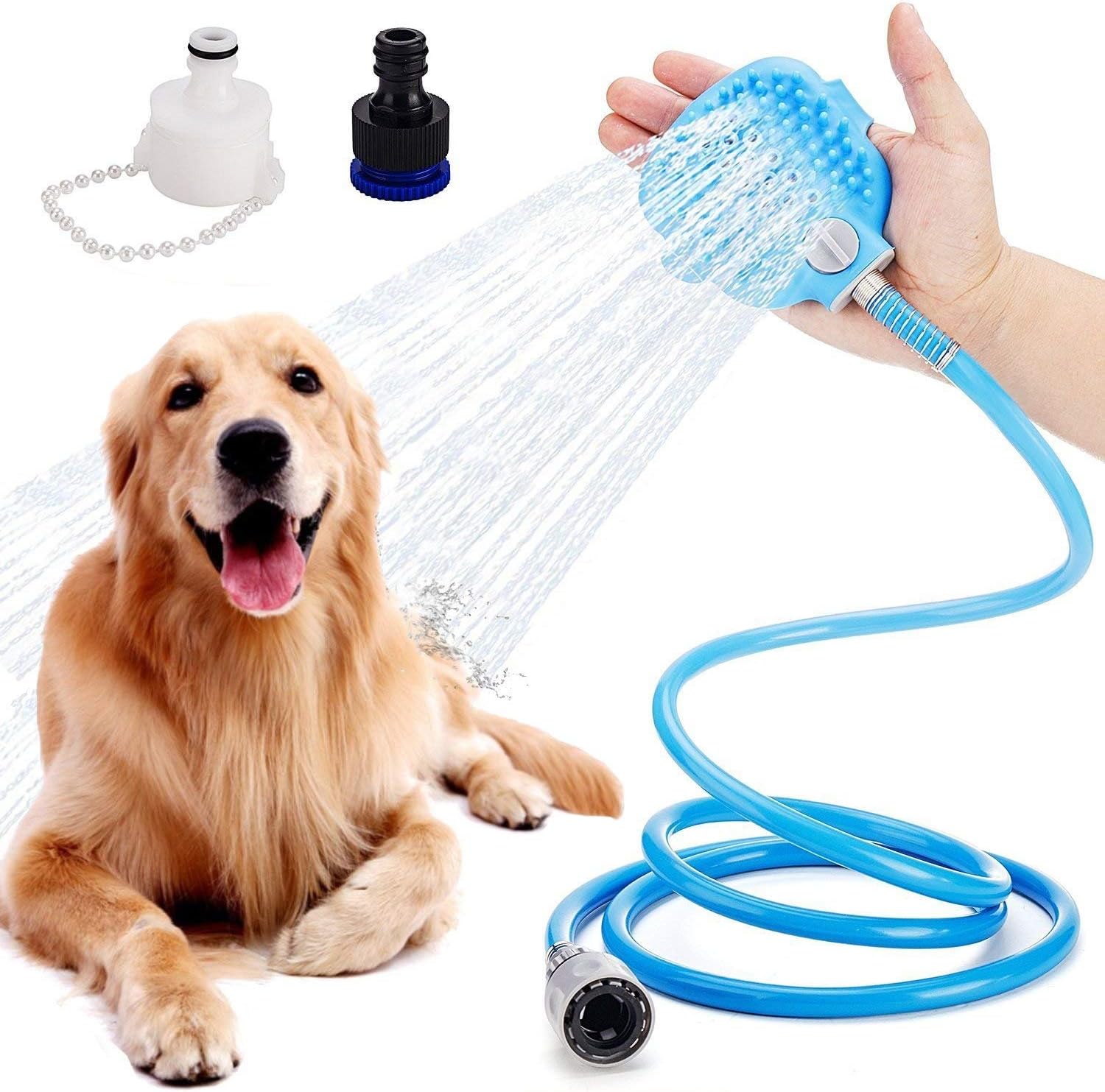 LURICO 3 in 1 Dog Shower Sprayer | Pet Brush Shower | Pet Bathing Tool, Adjustable Bath Glove, Clean, Massage & Remove Hair | Shower Attachment for Indoor & Outdoor Use | Pet-Friendly