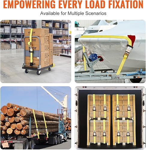 Miniatura 6 de VEVOR Correas de trinquete de gancho plano (10 paquetes), resistencia a la rotura de 10,000 libras, correas de amarre resistentes de 2 pulgadas x 30