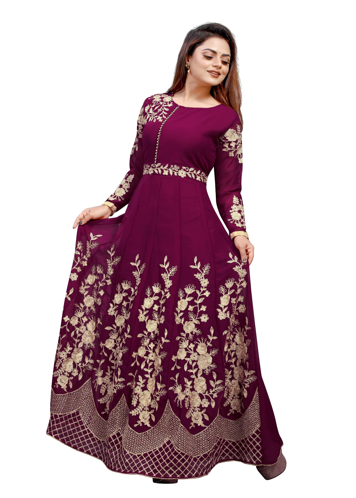 satvashiv Women's Georgette Embroidered Semi-Stitched Gown (Saransh-New)-picture-33