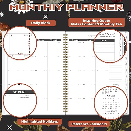 Miniatura 3 de Agenda mensual 2026-2027, agenda mensual, enero 2026 a diciembre 2027, 9 x 11 pulgadas, calendario de 24 meses 2026-2027, pestañas, bolsillo