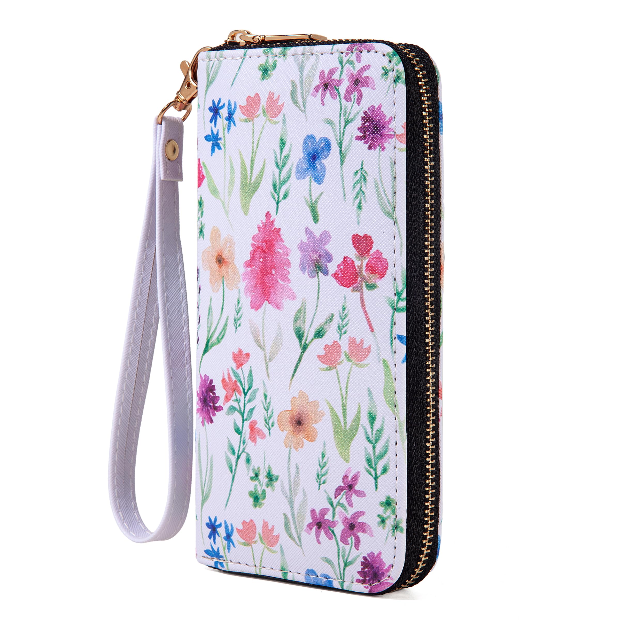 Checkered Highland Cow Print Book Wallet For Women Skull Goth Frog Butterfly Ladies Cluth Wristlet Wrist Strap Long Purse Zip Around Card Holder