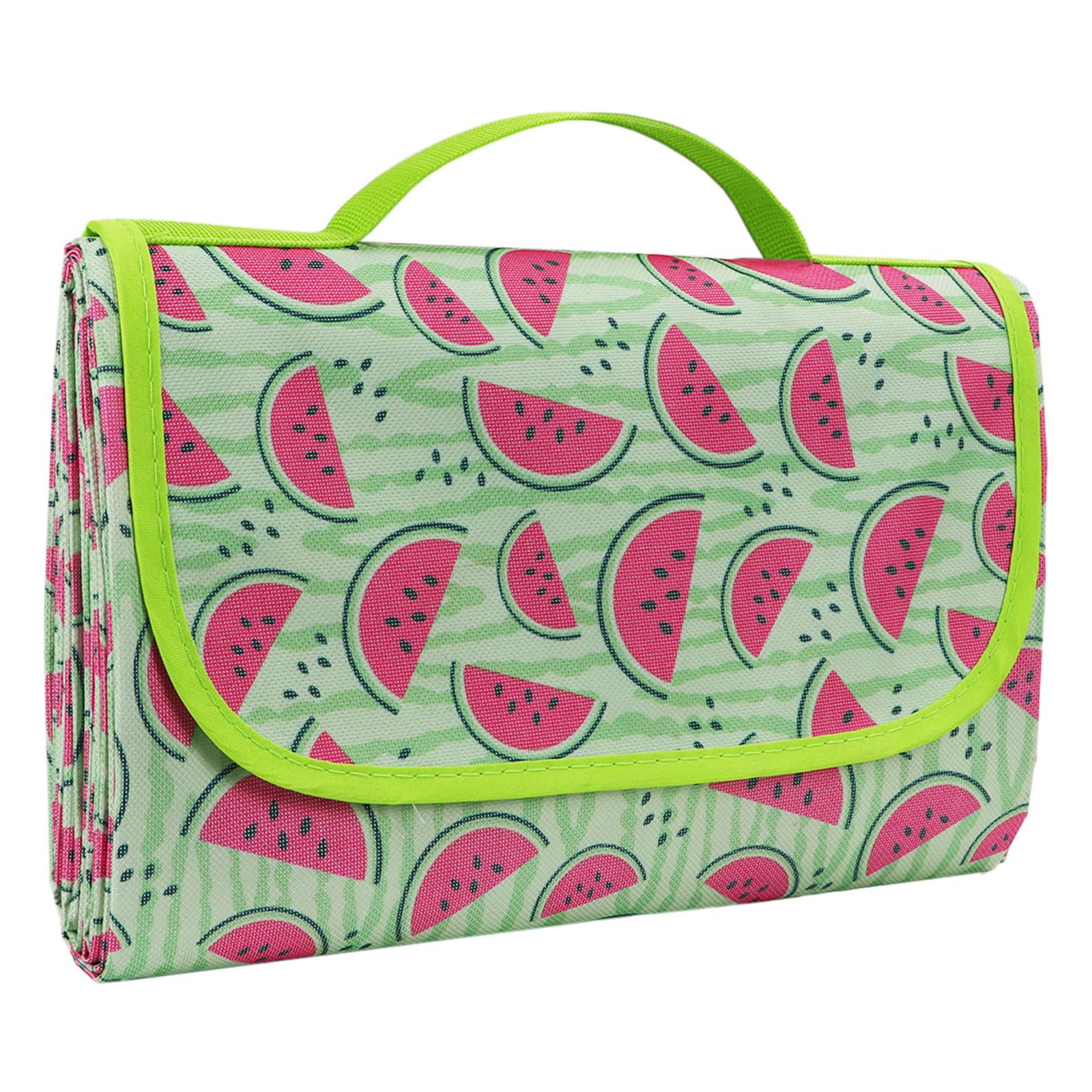 Ninonly Manta Picnic Impermeable 200X200cm Manta para Picnic de Camping Grande Tapete de Picnic Plegable con Asa Portátil para Playa, Barbacoa, Viajes, Camping Patrón de Sandía
