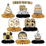 LINGTEER Happy 66th Birthday Table Honeycomb Centerpieces Cheers to 66th Birthday 66 Years Old Party Table Decorations Gift Sign.