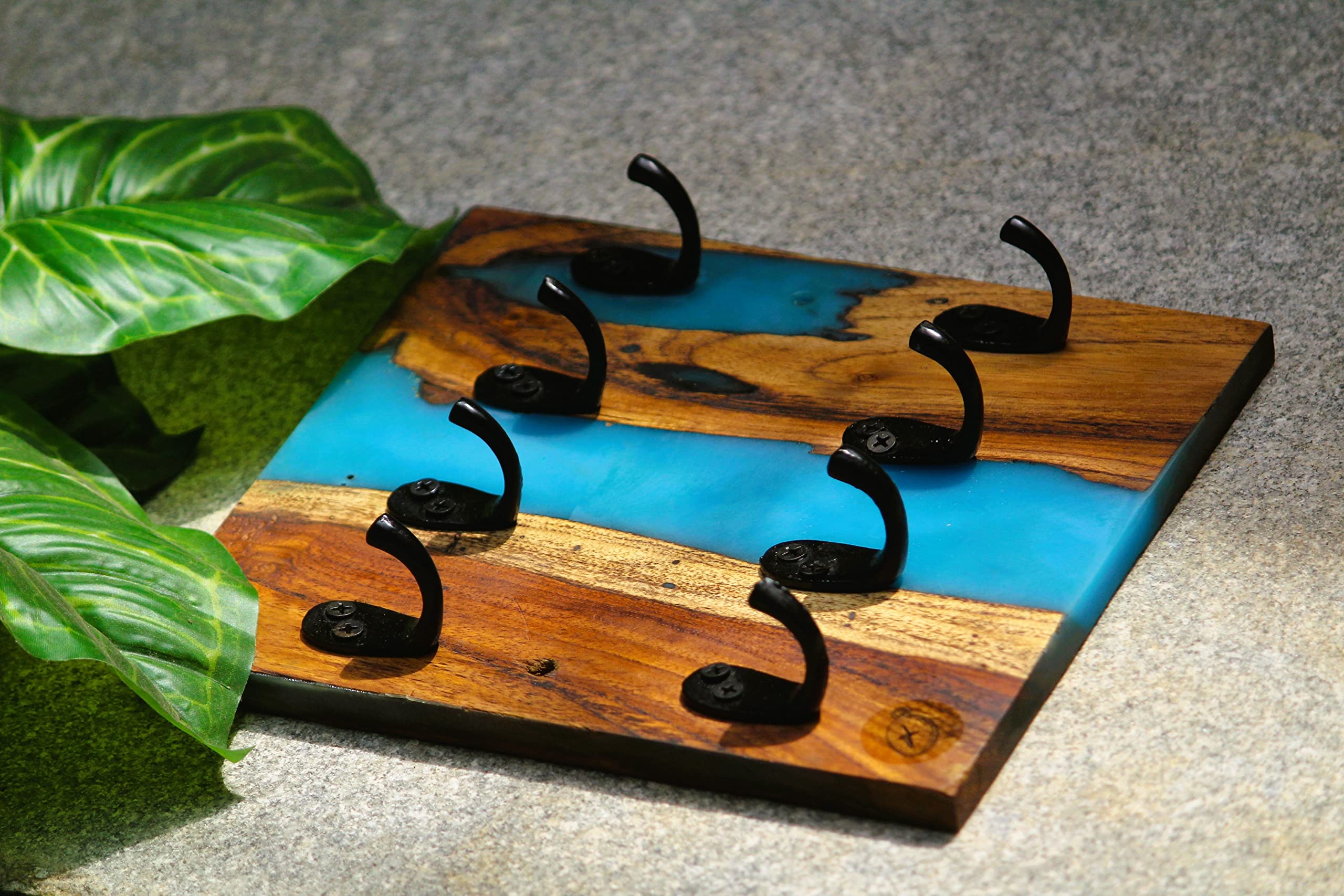 Secret Sanctum 8 Hook Aqua Blue Key Holder.