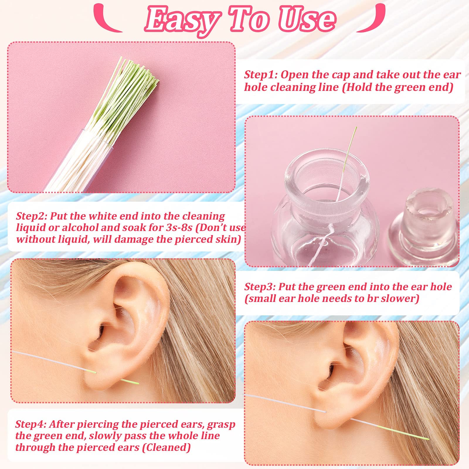 Newly Pierced Ear Hole How To Clean Ears From Earrings 420 Pieces Earrings  Hole Cleaner Floss