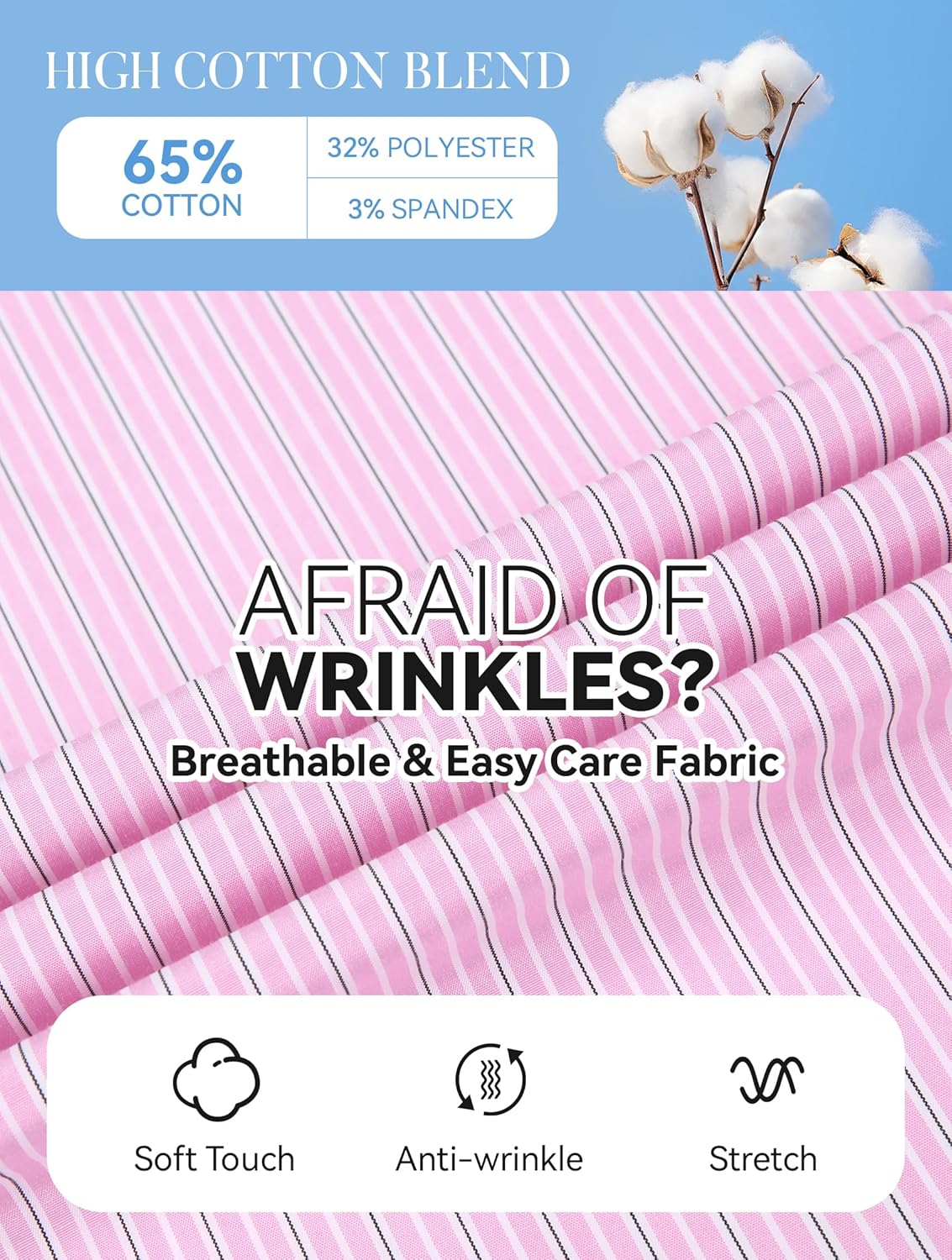 Esabel.C Womens Oversized Button Down Shirts Long Sleeve Dress Shirts Wrinkle Free Solid Blouses Tops with Pockets - Image 4