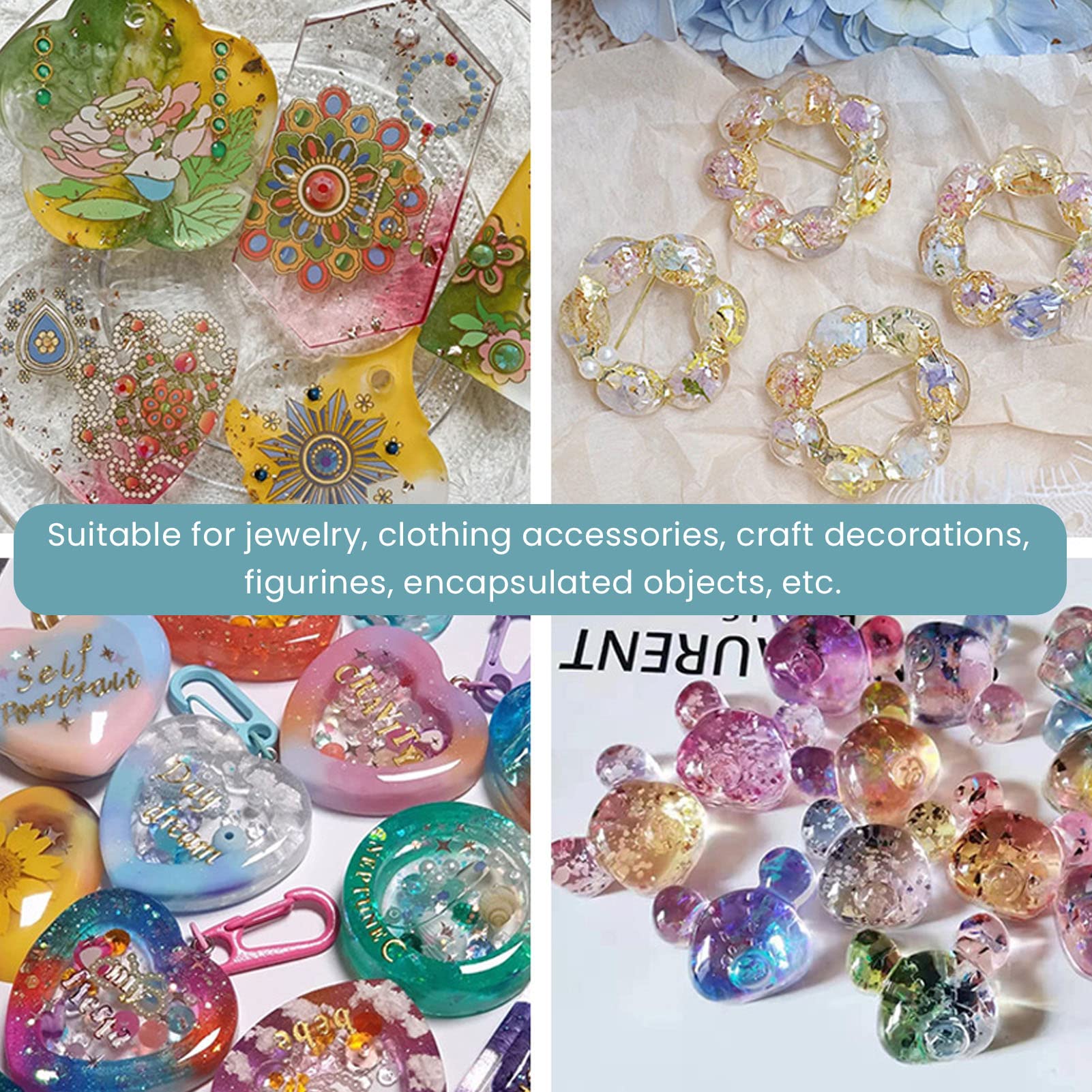 FLEXMAN Colle Résine UV, Colle UV de Couleur Transparente Faite à la Main, Adhésif Transparent Anti Jaunissement à Durcissement Rapide pour Bijoux, Accessoires Vestimentaires (500g)