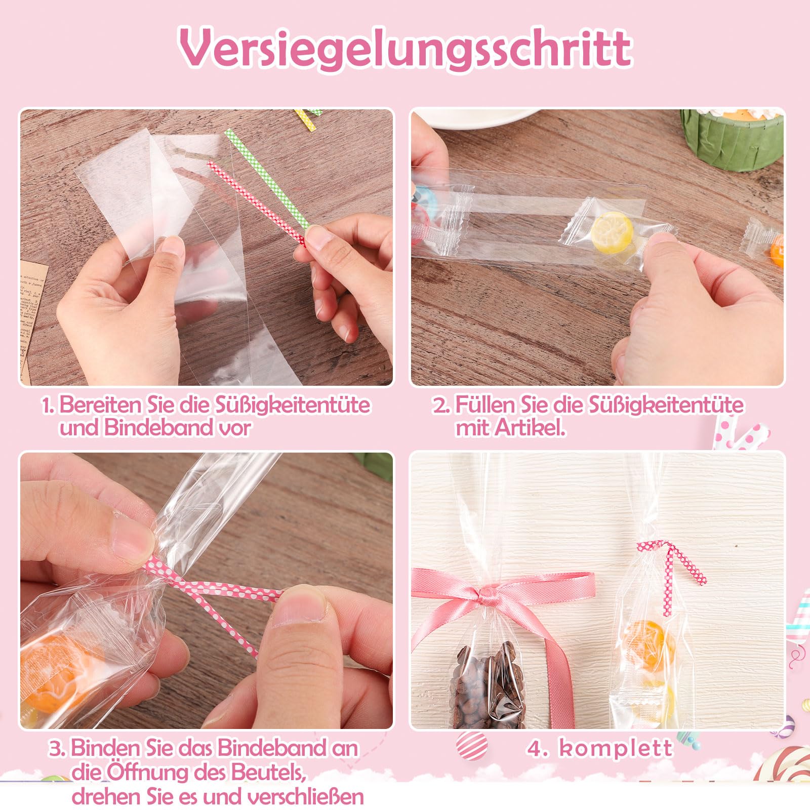 Aurora Store 100 Sacchetti BUSTINE CELLOPHANE 10X20 CM Trasparenti SACCHETTINI Confetti