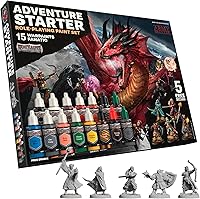 Army Painter GameMaster Adventure Starter Paint Set: 15 Warpaints Fanatic Paints, Primer, 5 Miniatures, Brush - D&D Warhammer RPG Beginners