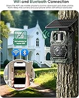 Vista 10 de Cámara de Rastreo Solar WiFi Bluetooth - Cámaras de Caza con Visión Nocturna, Sensor de Movimiento, Impermeable, Cámara de Ciervos Recargable