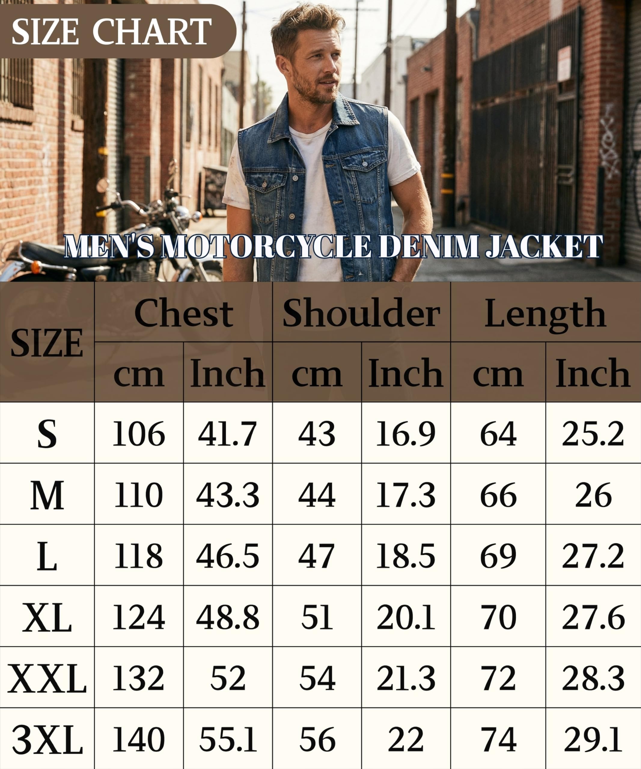Homme Gilet en Jean Veste Classique Rétro Denim Veste Décontractée Sans Manches Denim Gilet Motard de Multi Poches