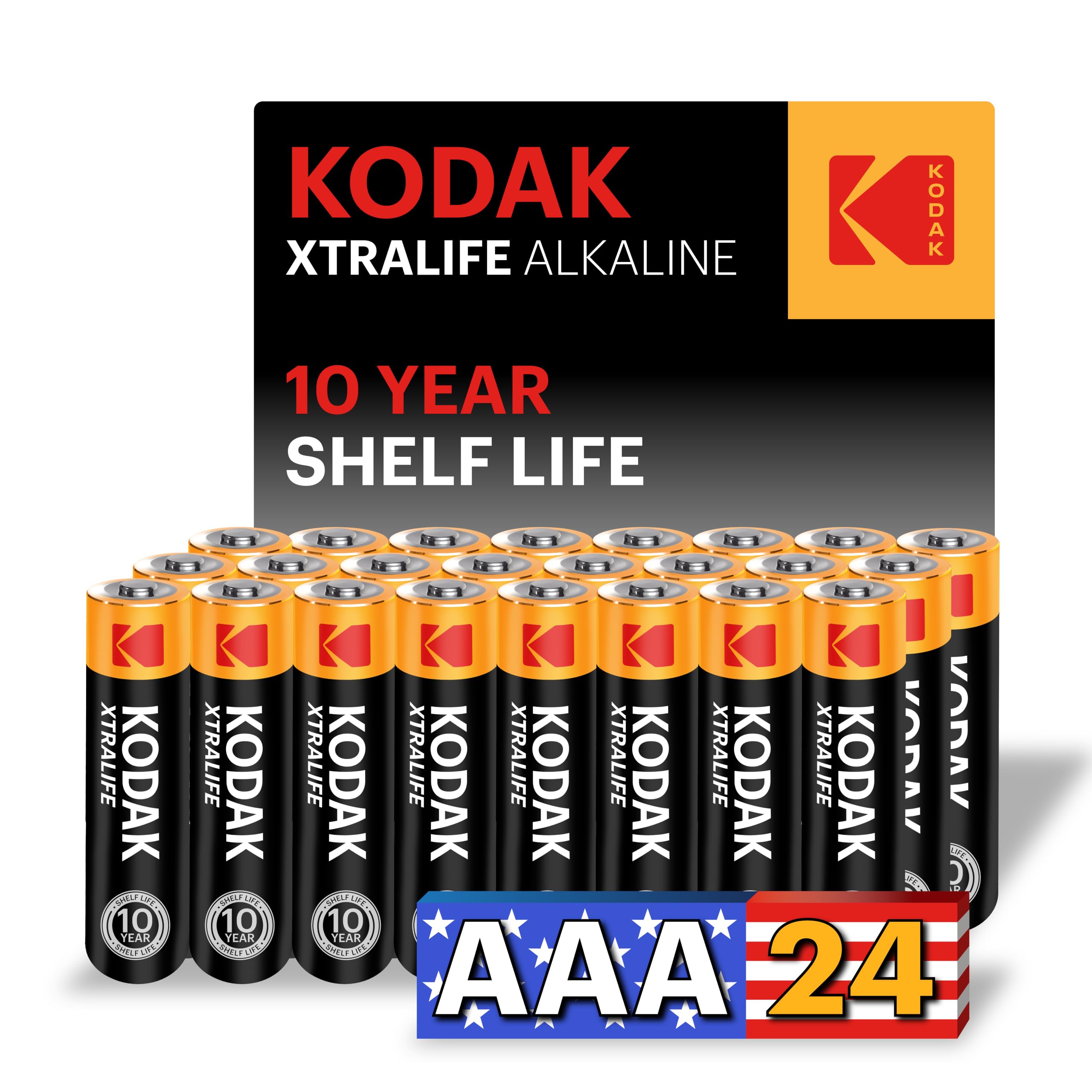 KODAK AAA Alkaline Batteries (24 Pack) Triple A Battery, LR03, 1.5V