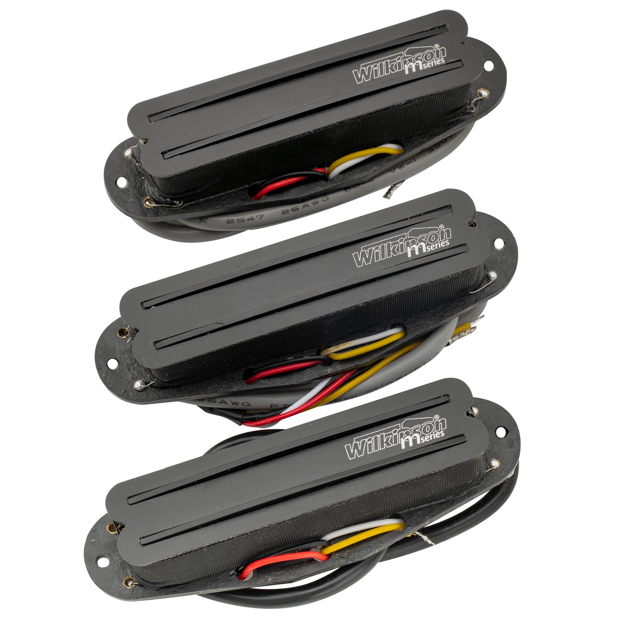 Wilkinson WOTBS Hot Rail Ceramic Single Coil Sized Humbucker Pickups Set for Stratocaster Electric Guitar, Black