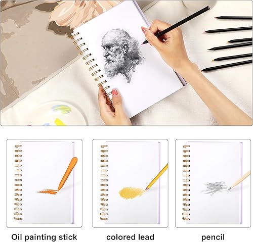 Miniatura 4 de Yoment Paquete de 2 cuadernos de bocetos de 5.5 x 8.5 pulgadas para dibujar pequeños bloc de bocetos en espiral para niños, libro de bocetos de tapa