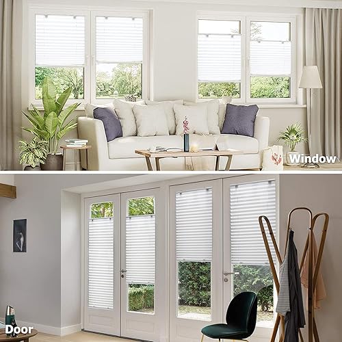 Miniatura 6 de LazBlinds Persianas plisadas sin cordones con ventosas sin herramientas que filtran la luz, parte superior hacia abajo, abajo hacia arriba,