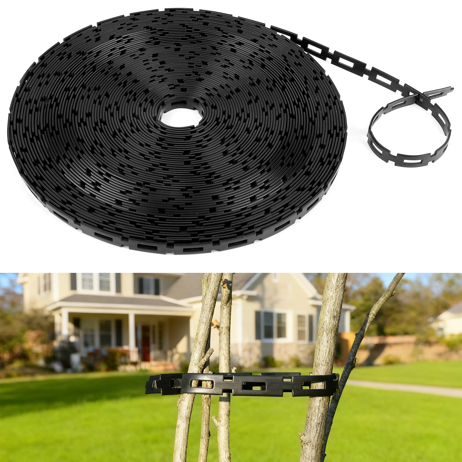 UNIFAMILY 50 Ft Tree Tie Plastic Chain Lock, 1/2" Wide Plant Ties Flexible Adjustable, Tree Straps for Leaning Tree Reusable Garden Accessories