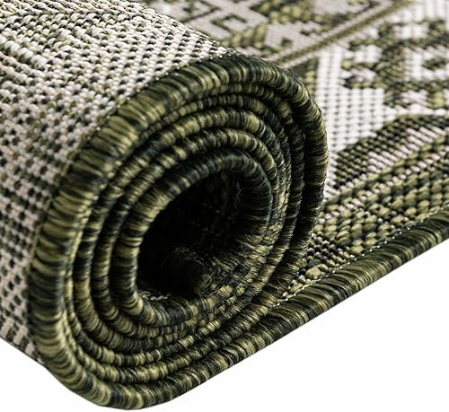 Miniatura 307 de Rugs.com Outdoor Aztec Collection Alfombra – 4 x 6 pies alfombra de tejido plano gris carbón perfecta para salas de estar, grandes comedores, planos