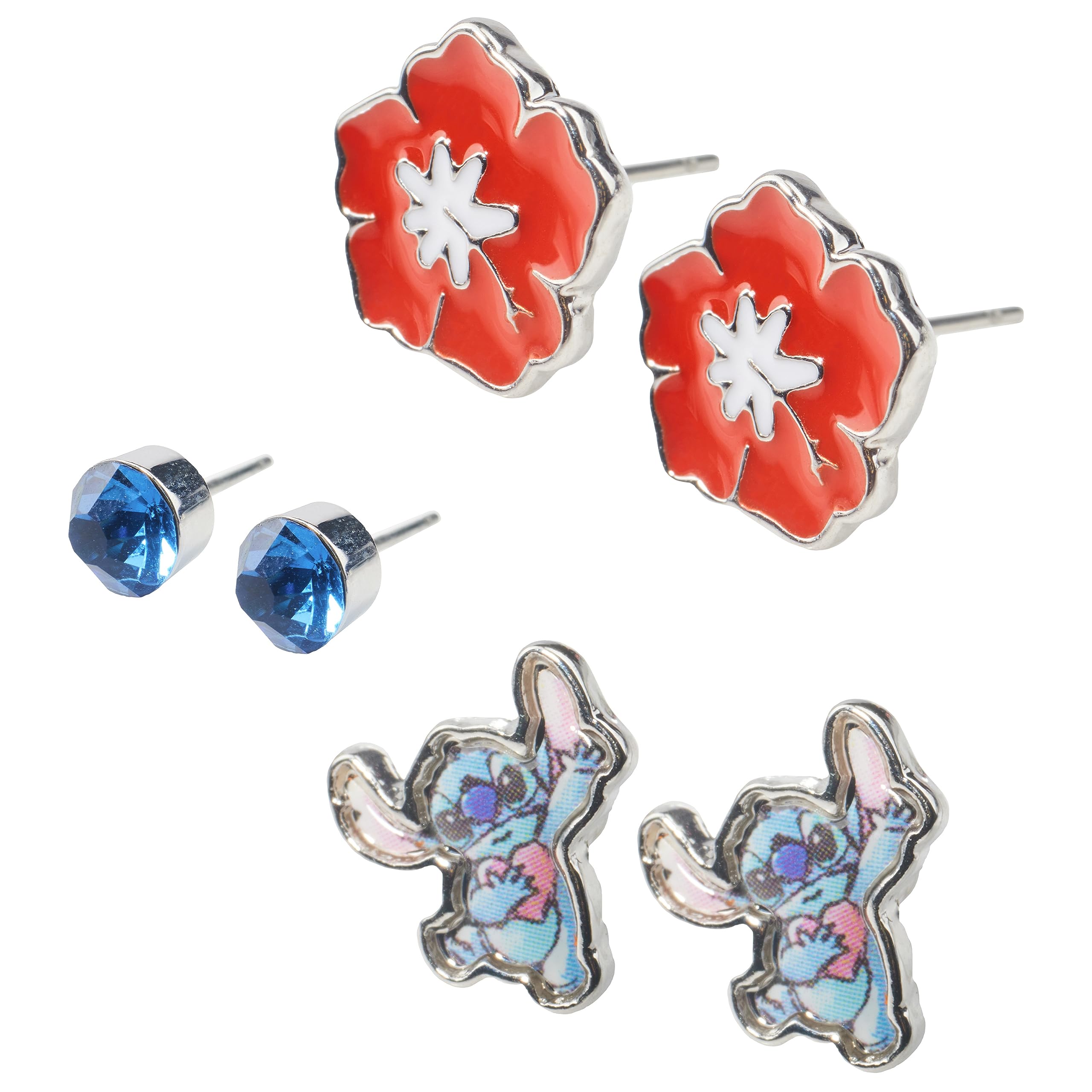 Disney Pendientes de Stitch - Juegos de Joyas para Niñas - Accesorios Lilo y Stitch Oficiales