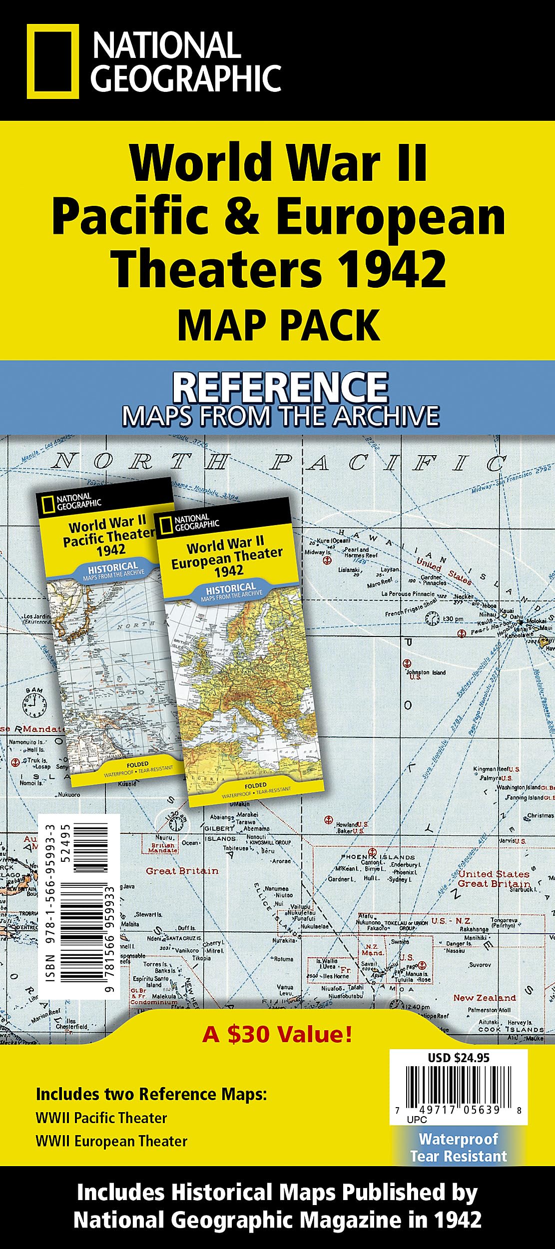 WWII Pacific and European Theaters(folded from the archive) [Map Pack] (National Geographic Reference Map)