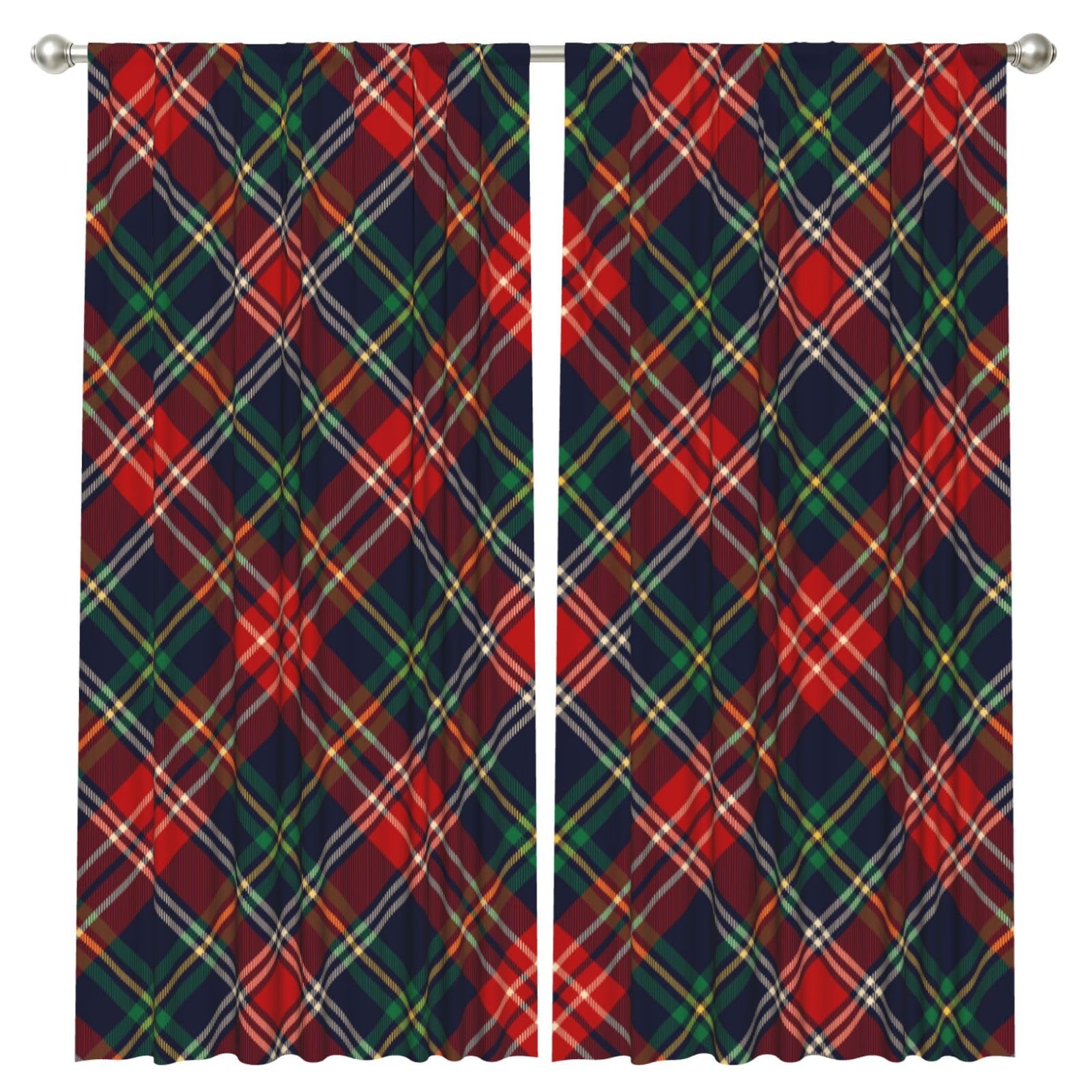 InOmak Tartan Plaid, 2 Panels Window Curtains 52 x 84 Inch Blackout Curtains for Living Room Bedroom