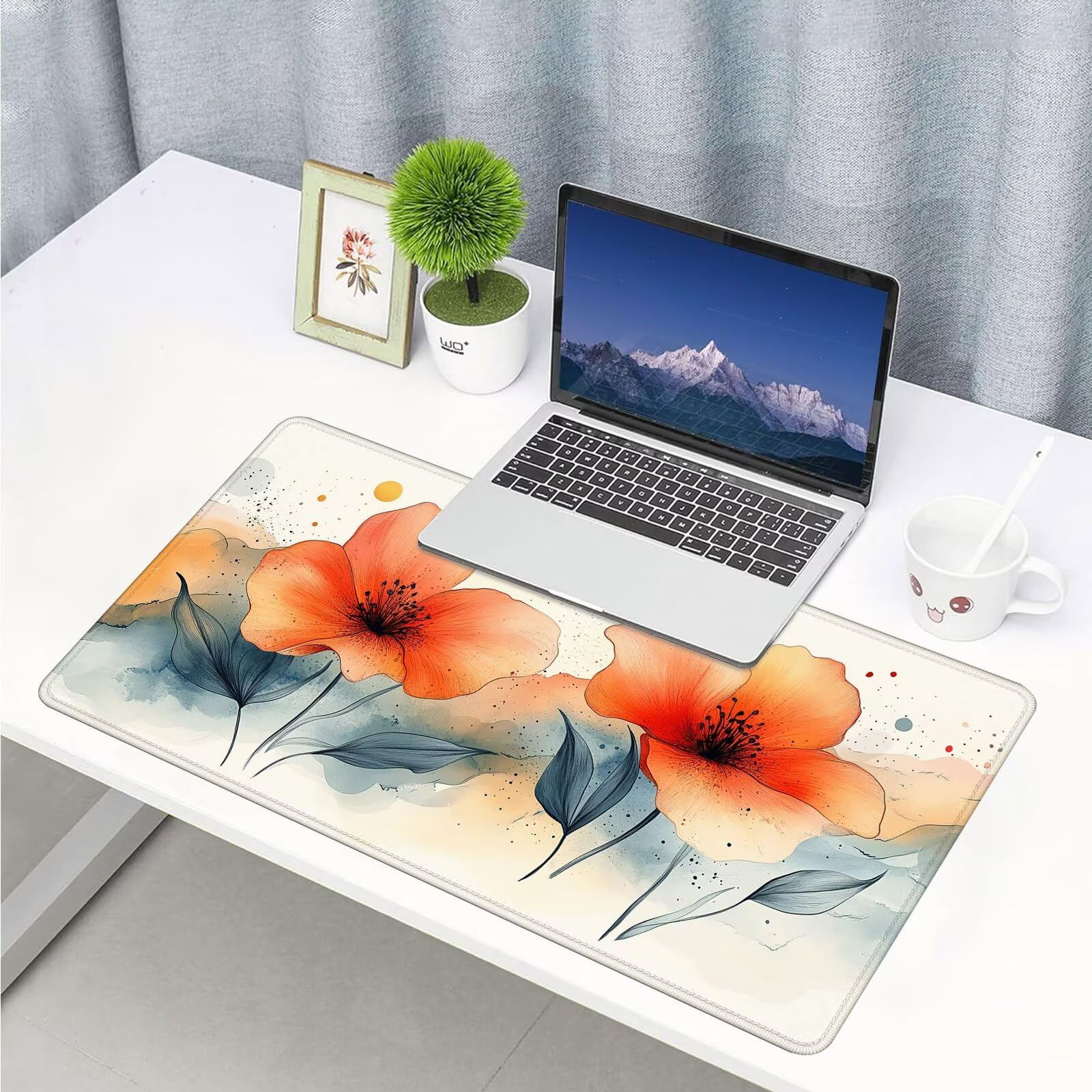 Gamingowa podkładka pod mysz XXL – duża podkładka pod mysz 1000 x 500 x 3 mm, abstrakcyjne kwiaty, podkładka na stół, duży rozmiar, poprawia precyzję i prędkość, antypoślizgowa podkładka, wodoodporna