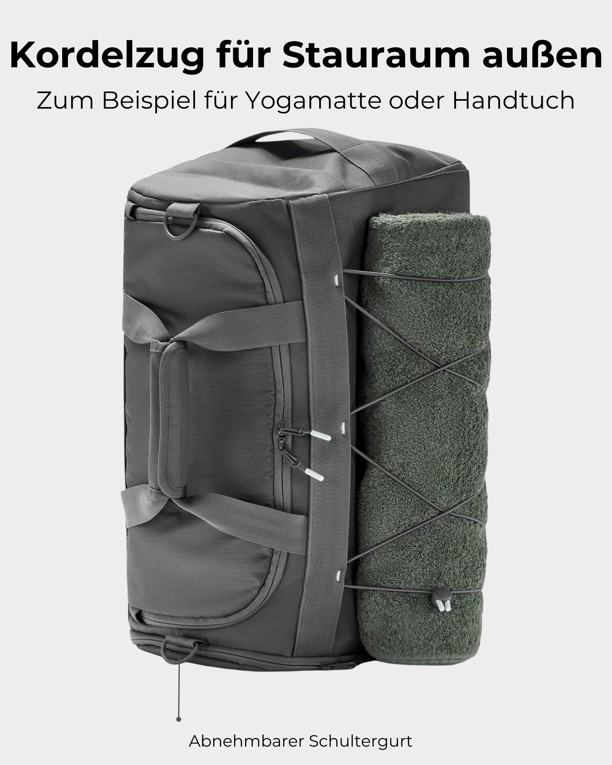 Johnny Urban Sporttasche Herren & Damen Grau - Shawn - 2 in 1 Tasche mit Rucksackfunktion für Reise Fitness Ausflüge - Multifunktionale Gym Bag mit Schuhfach - Wasserabweisend