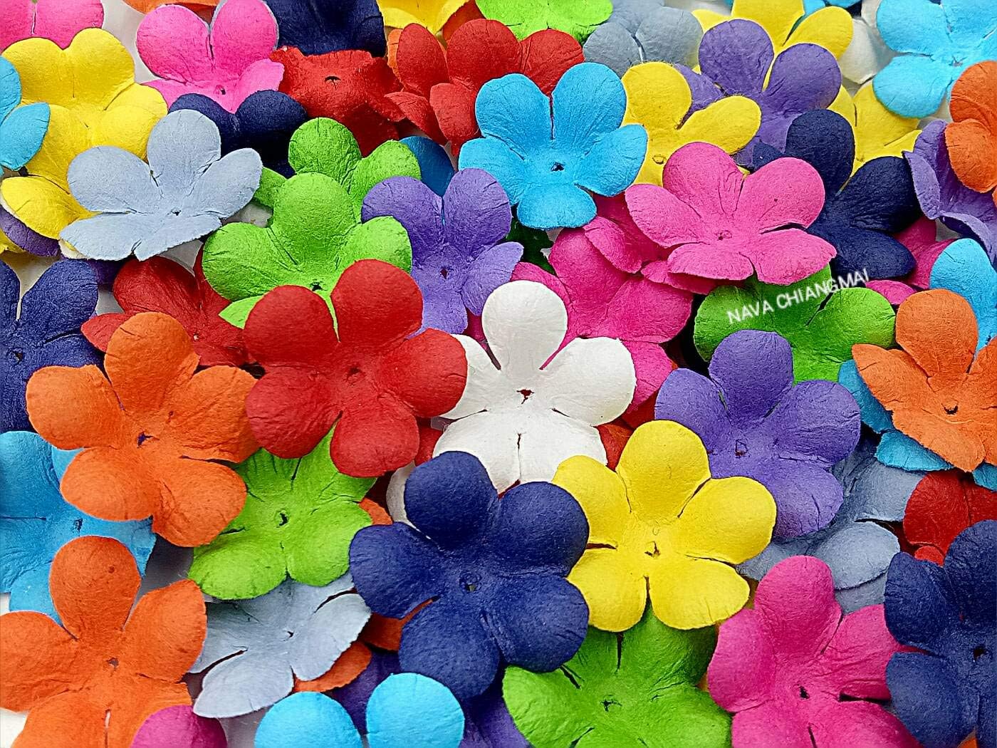 NAVA CHIANGMAI 100 pcs. Mixed Color Petals Mulberry Paper Flower Artificial Craft Scrapbook Wedding Supply Accessory DIY Assorted Color