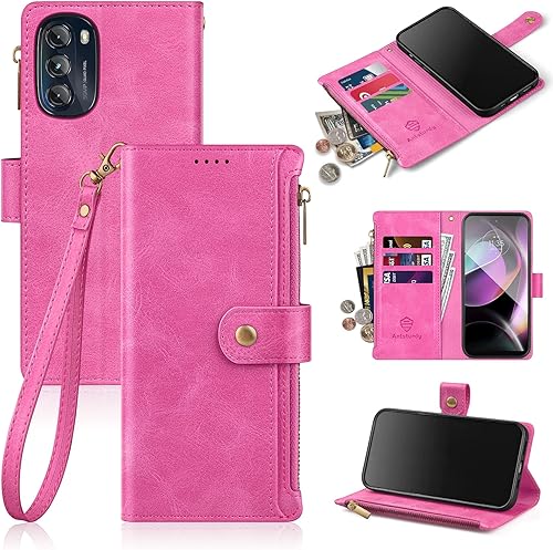 Antsturdy Funda compatible con Motorola Moto G 5G 2022 con tarjetero para mujeres y hombres, funda de teléfono con bloqueo RFID, funda de piel