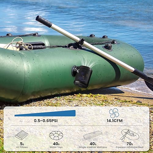 Miniatura 3 de Bomba de colchón de aire recargable, bomba de aire alimentada por batería de 6000 mAh para inflables, bomba portátil de llenado rápido de 400 lmin