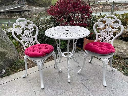 Mandolin Juego de mesa de 5 piezas de aluminio fundido para patio, juego de mesa para exteriores, impermeable y resistente al sol (blanco rosa)