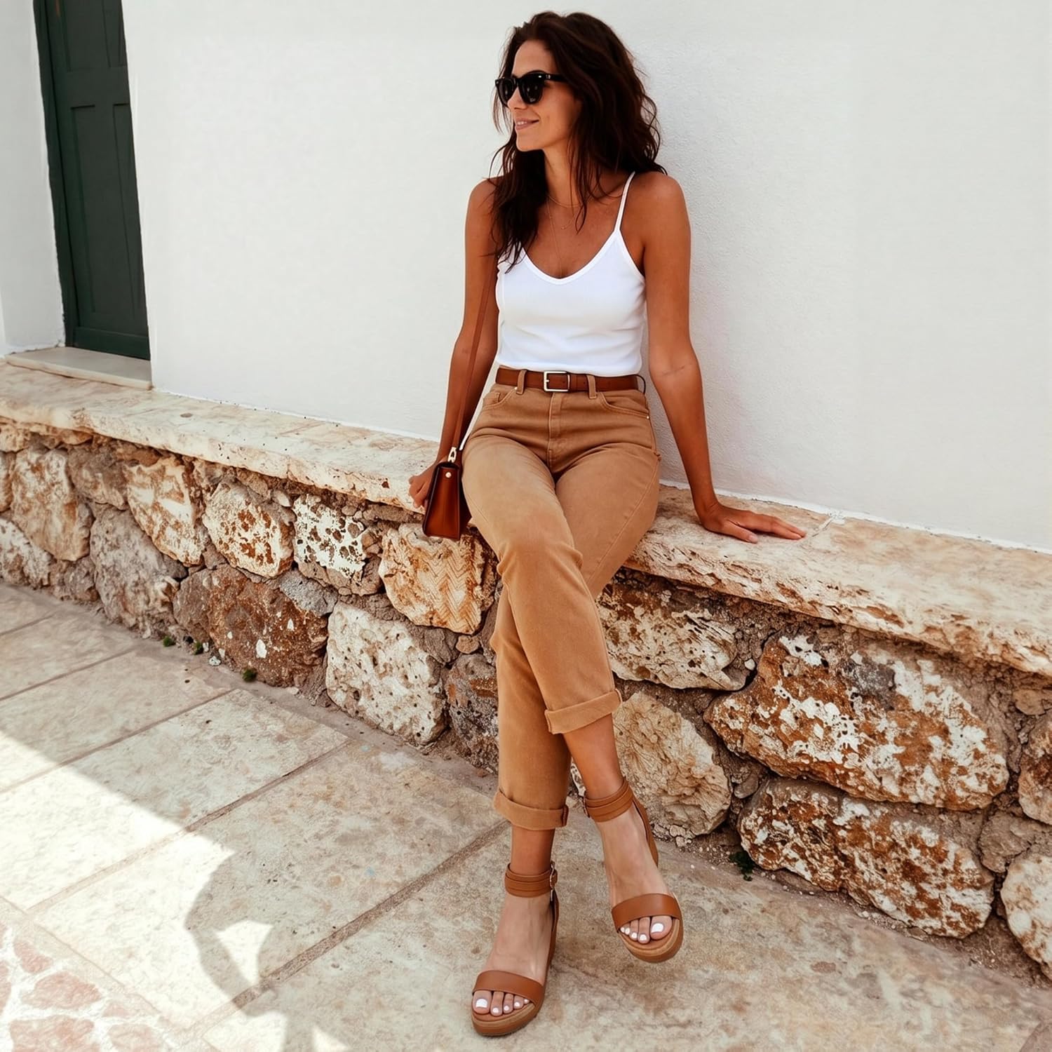 DREAM PAIRS Women's Open Toe Buckle Ankle Strap Platform Wedge Sandals Summer Shoes.