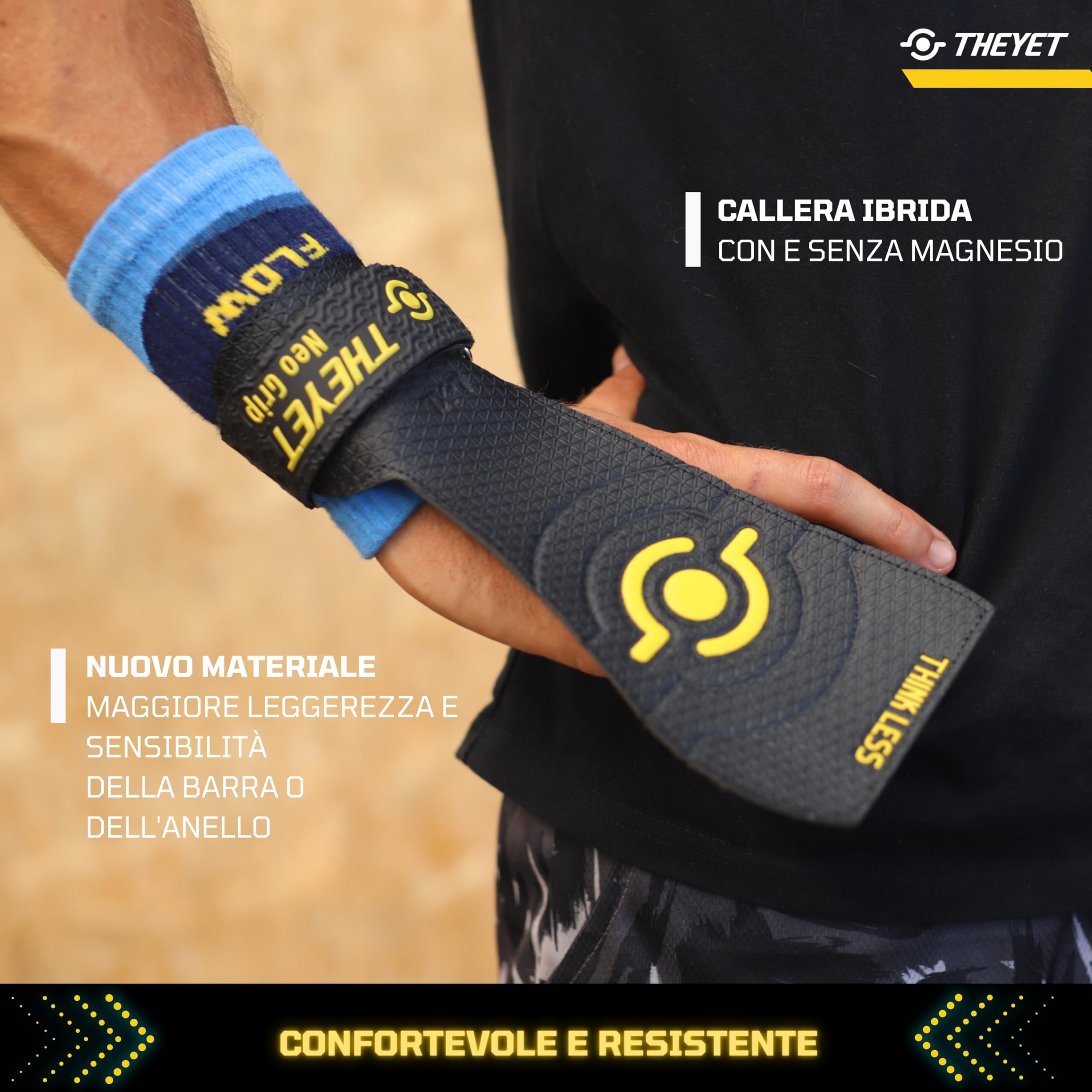Theyet Paracalli CrossFit Senza Magnesio e Senza Fori | Aderenza massima su sbarre e anelli | Grips Unisex per trazioni e calisthenics | Polsini inclusi