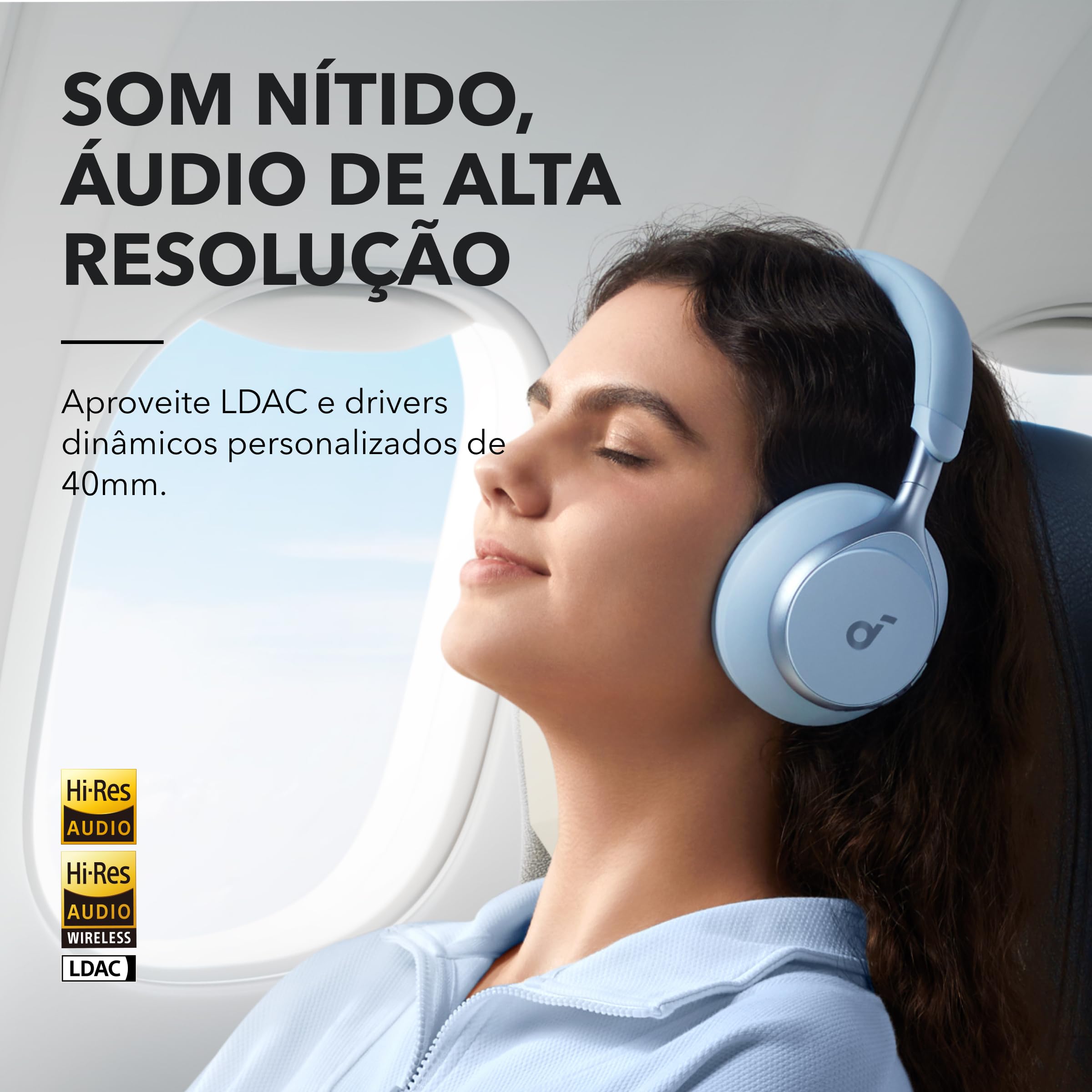 soundcore Space One da Anker, Fone de Ouvido Bluetooth 5.3 com ANC