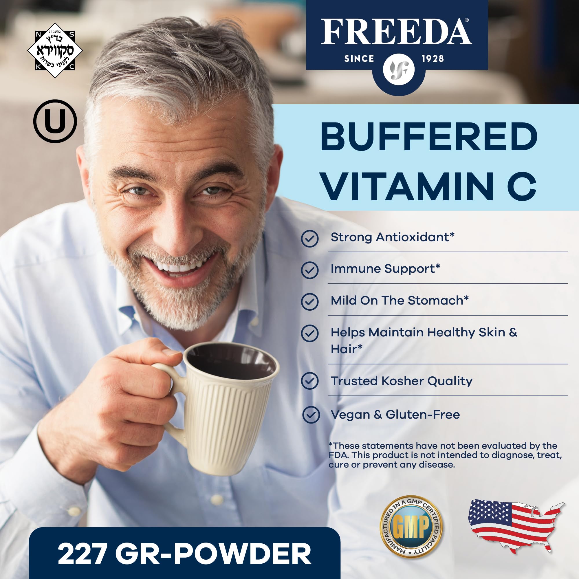 FREEDA Buffered Vitamin C Powder - High-Absorption Immune Support - 16 oz — Amazon image 3