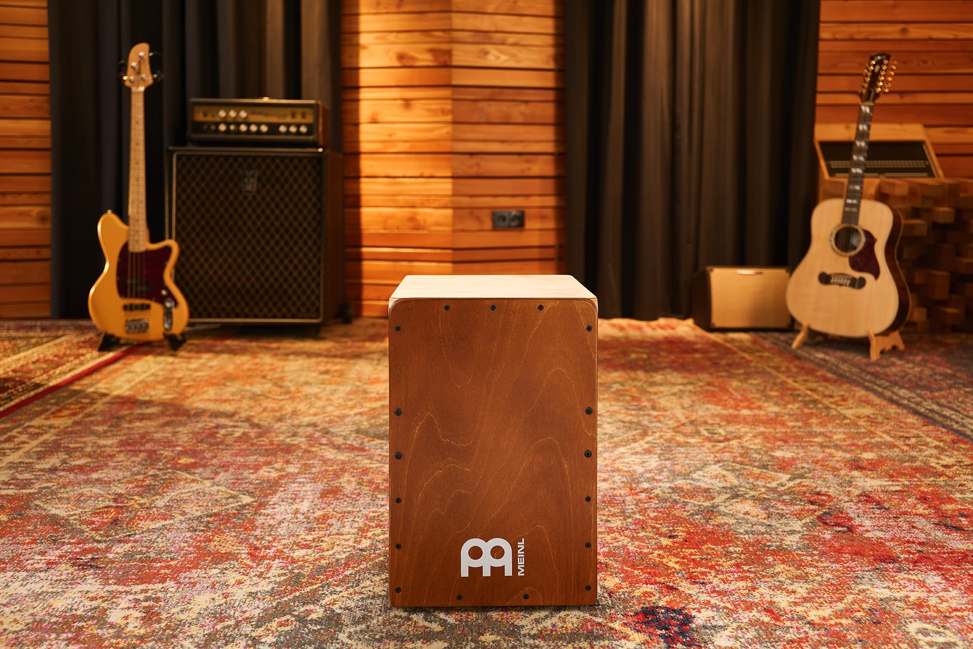 Meinl Percussion Snarecraft Cajon Instrument - Drum Box Compatto con 2 Cordiere - Superficie di Suono Betulla Almond (SC80AB)