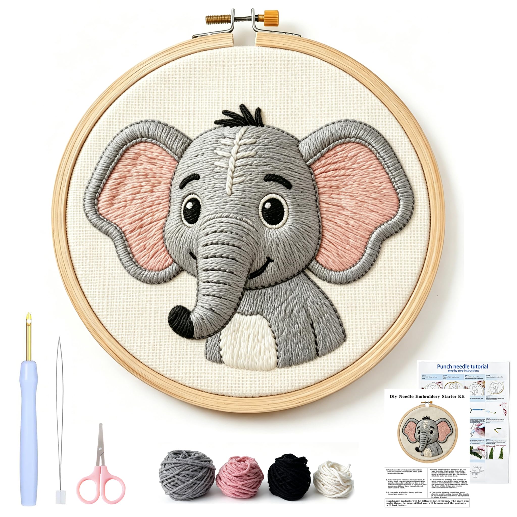 AohaiNova Punch Needle Kit for Adult Beginners, Punch Needling Set Elephant