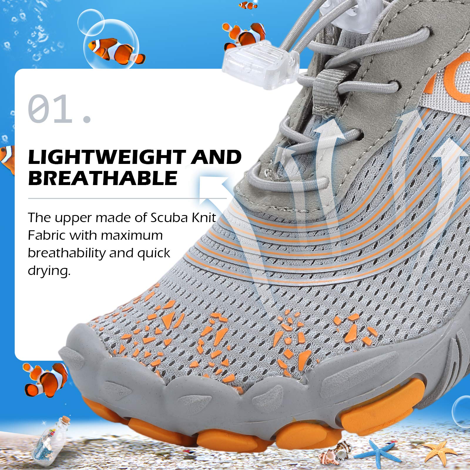 DimaiGlobal Calzado Descalzos Niñas Niños Zapatillas de Trail Running Barefoot Secado Rápido Zapatos de Agua Transpirable Antideslizante para Playa 30EU Gris
