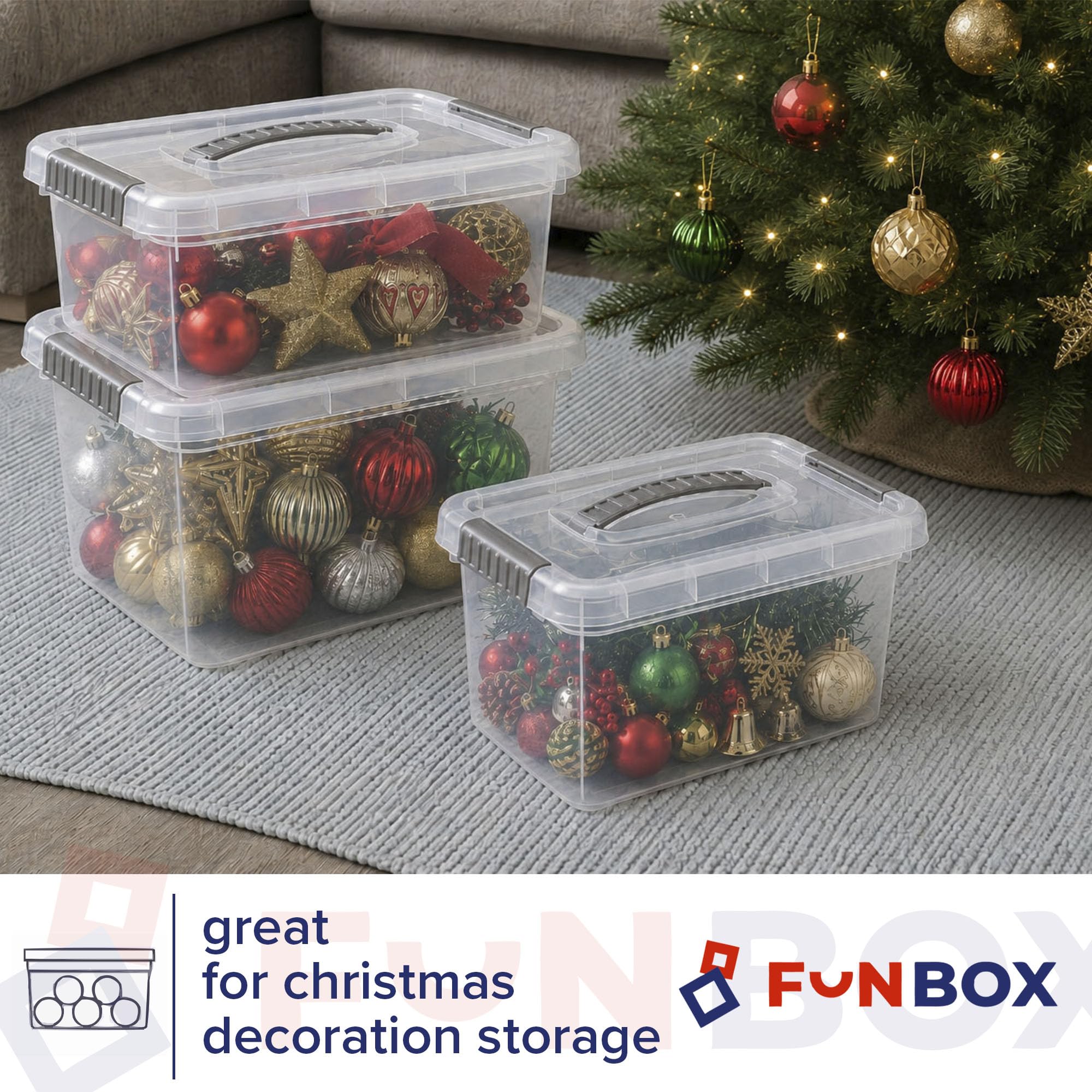 PROFUN Caja de almacenamiento con tapa de 3 litros – Pequeña caja de plástico con tapa – Cajas apilables – Cajas y cajas de almacenamiento con tapa – Juego de 16 unidades