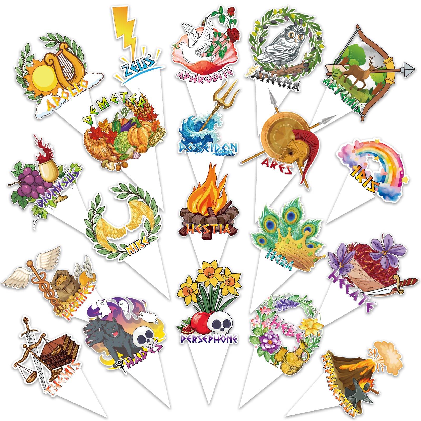 Htabiol Greek Mythology Cupcake Toppers, 60Pcs Olympian Gods Cupcake Decor