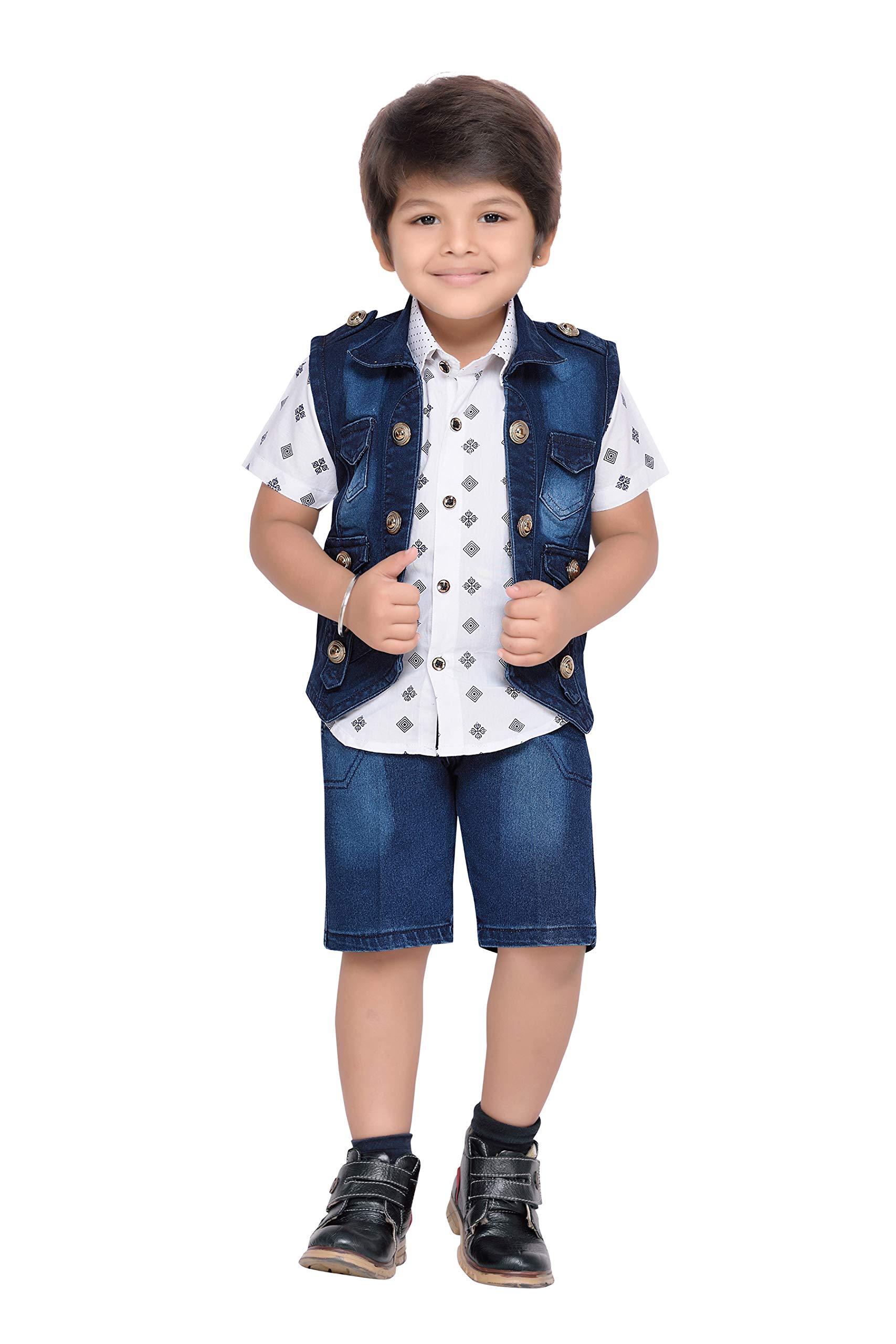 AJ DEZINES Kids Shirt Waistcoat and Shorts Clothing Set for Boys