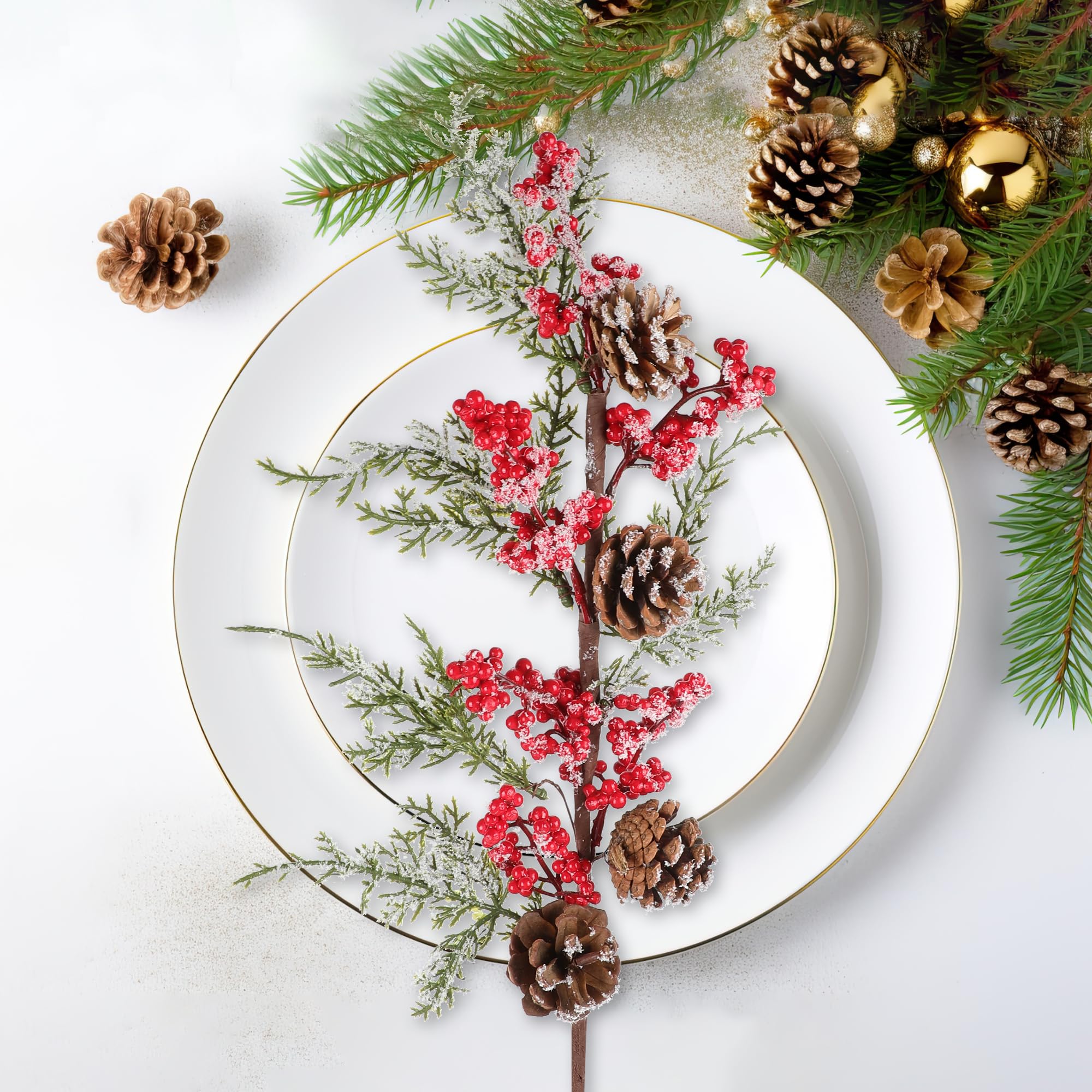 クリスマス ミニ人工松ぼっくり レッドベリー 人工松ピック 飾り 造花 クリスマス ミニ人工松ぼっくり レッドベリー 人工松ピック 飾り 造花