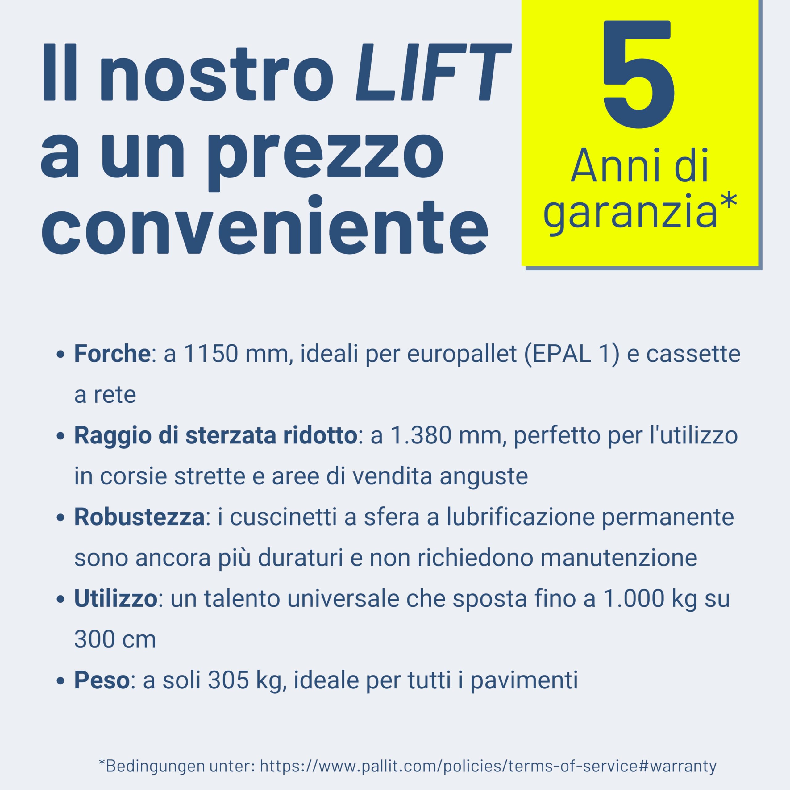 Pallit Carrello elevatore LIFT-XXL | altezza disollevamento 3000 mm | portata 1000 kg | ruote in PU | sollevatore