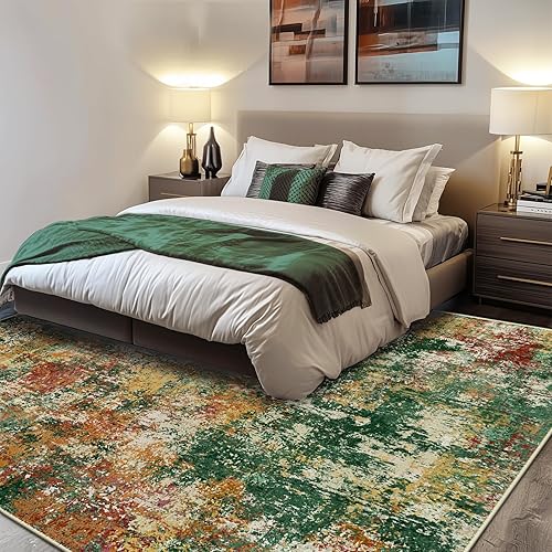 Miniatura 3 de Alfombras lavables de 5 x 7 pies, antideslizantes, modernas, abstractas, suaves para sala de estar, entrada, dormitorio, guardería, patrón impreso,
