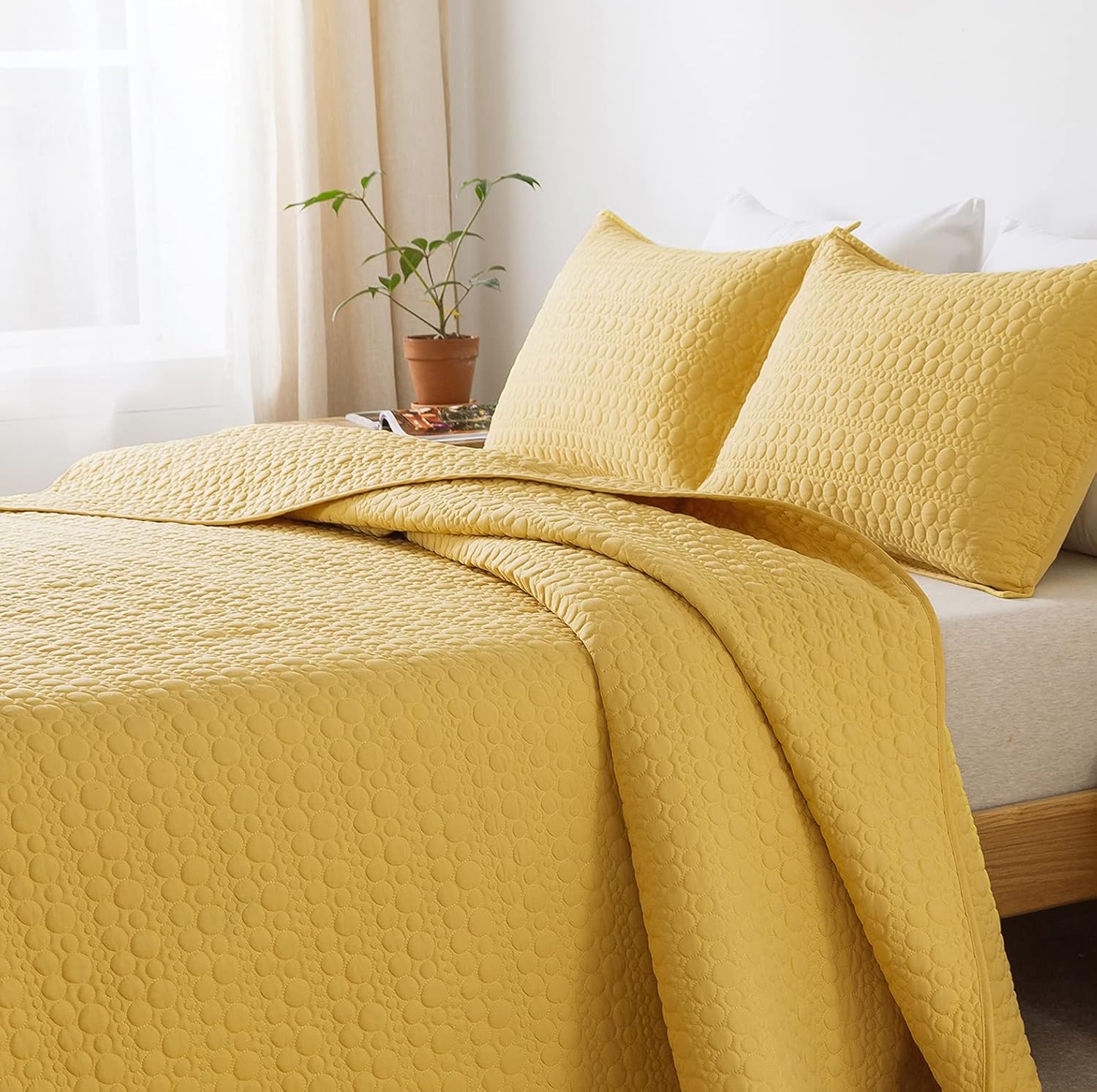 Litanika Yellow King Size Quilt Set Mustard Summer
