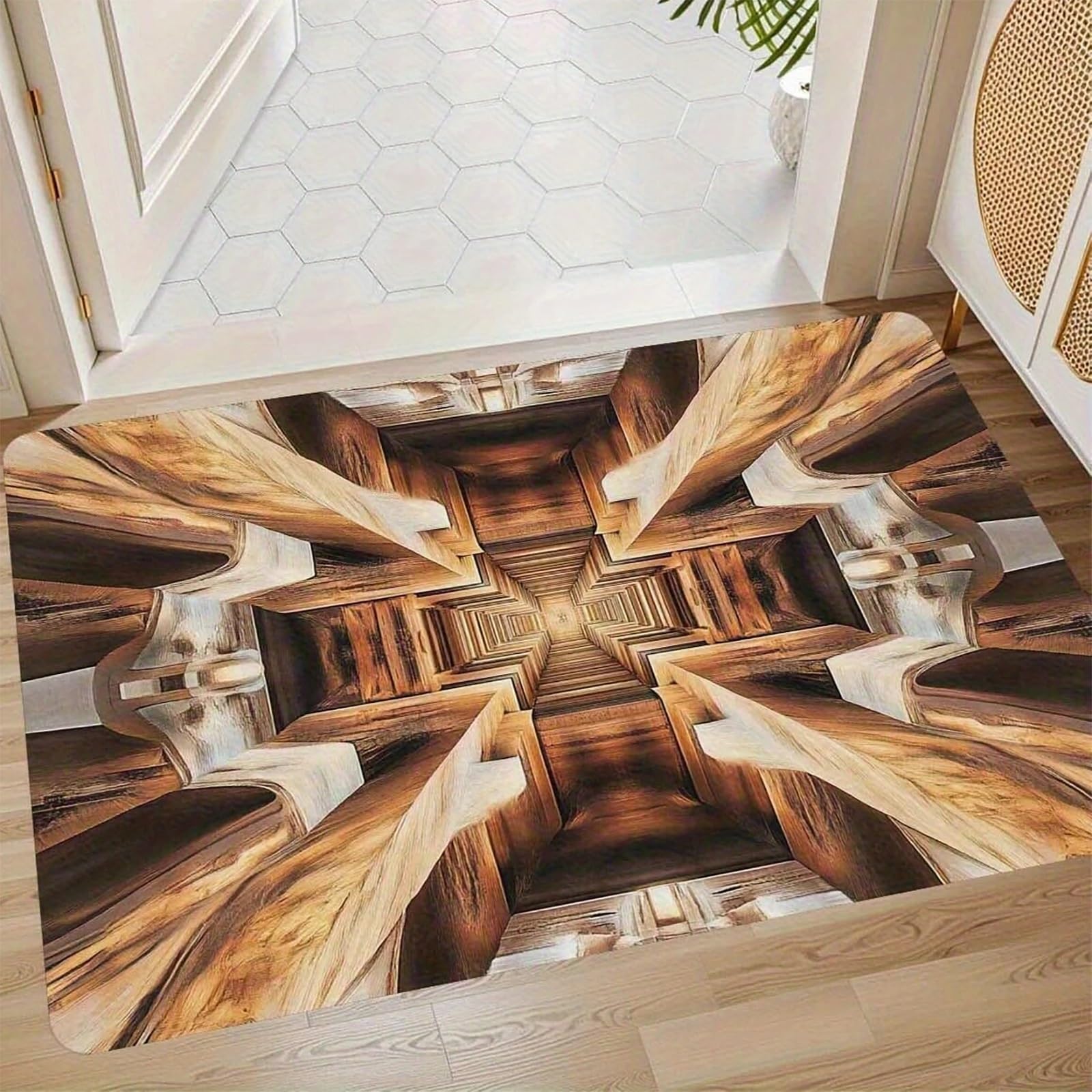 Tapis de sol à illusion visuelle lavable pour éviter les glissades